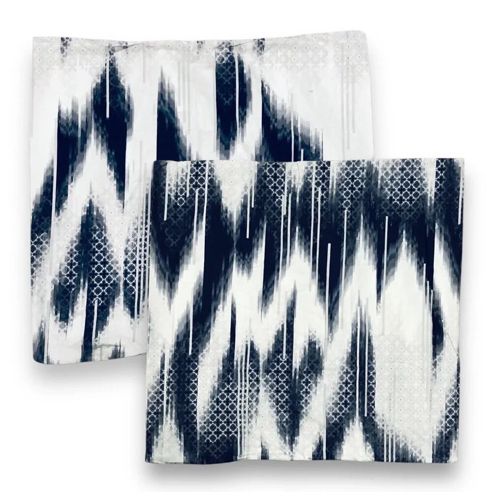 West Elm Set of 2 Navy Blue White Square Pillowcase 26” x 26” Pillow cover Dye